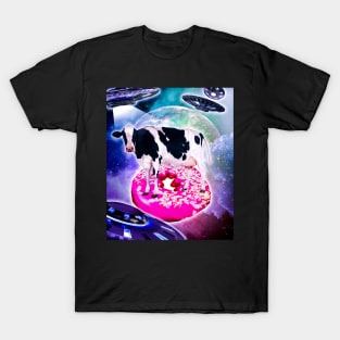 Cow Riding Doughnut In Space With Ufo T-Shirt